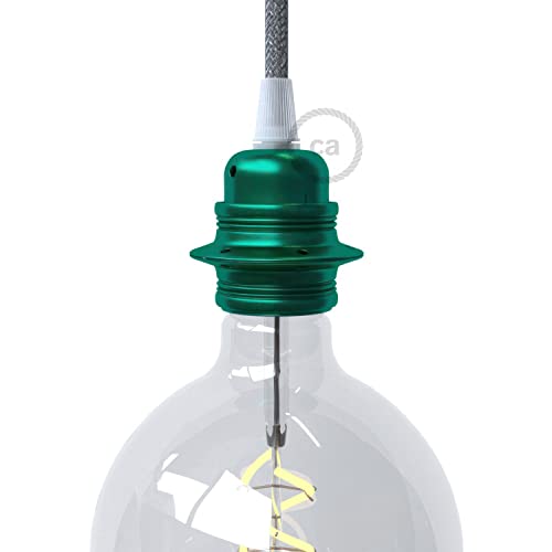creative cables - Kit E27 Lampenfassung aus Metall mit Doppelklemmring für Lampenschirm - Konisch, Smaragd von creative cables