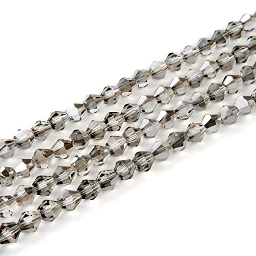 CCB829 tschechische Glasperlen, facettiert, Doppelkegel, lose Perlen, Abstandshalter, Großpackung, Silber, Champagner (360–380 Stück) für Bastelarbeiten, Schmuckherstellung, 10 Stränge von creative club