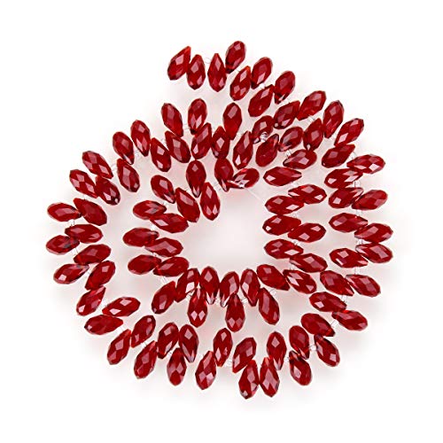 CCT2-5 Glasperlen in Tropfenform, 5 Stränge, 12 mm, facettiert, Briolette, Kristallglas, lose Perlen, Abstandshalter, Großpackung, Siamrot, 465–475 Stück CCT2-5 Glasperlen in Tropfenform, 5 Stränge, 12 mm, facettiert, Briolette, Kristallglas, lose Perlen, Abstandshalter, Großpackung, Siamrot, 465–475 Stück von creative club
