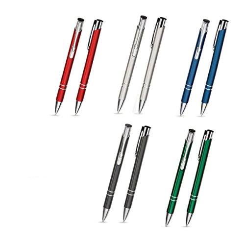 Aluminium Kugelschreiber mit Großraummine in 5 Farben im 25er, 50er oder 100er Set 25 Stück von creativgravur