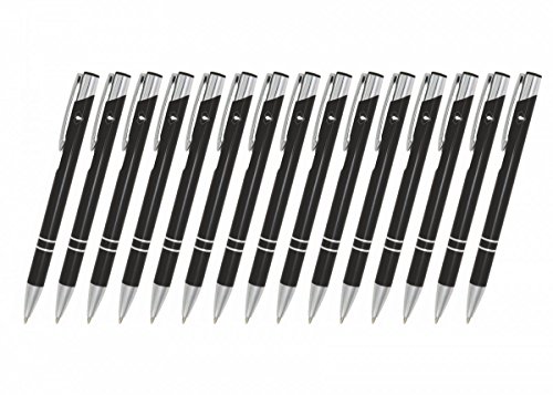 Creativgravur 15 Metall-Kugelschreiber-Set Magic, Blaue GroÃŸraummine, Farbe:C-01 (schwarz) von creativgravur