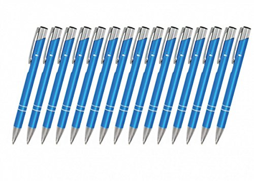 Creativgravur 15 Metall-Kugelschreiber-Set Magic, Blaue Großraummine, Farbe:C-14 (türkis) von creativgravur