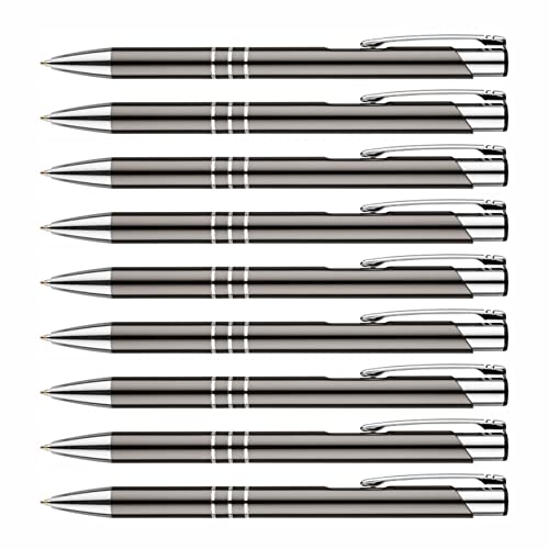 creativgravur - Metall Kugelschreiber - hochwertige Kugelschreiber - Premium Kulli für weiches und elegantes Schreiben - Druckkugelschreiber mit blauer Mine, Menge:10 Stück, Farbe:Anthrazit von creativgravur