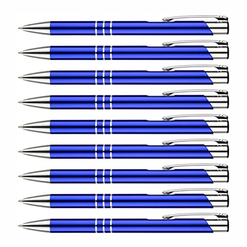 creativgravur - Metall Kugelschreiber - hochwertige Kugelschreiber - Premium Kulli für weiches und elegantes Schreiben - Druckkugelschreiber mit blauer Mine, Menge:10 Stück, Farbe:Blau von creativgravur
