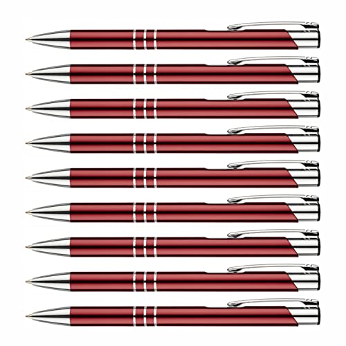 creativgravur - hochwertige Metall Kugelschreiber - Premium Kulli für weiches und elegantes Schreiben - Druckkugelschreiber mit blauer Mine, Menge:10 Stück, Farbe:Dunkelrot von creativgravur