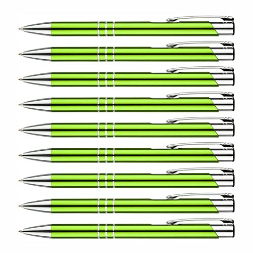 creativgravur - Metall Kugelschreiber - hochwertige Kugelschreiber - Premium Kulli für weiches und elegantes Schreiben - Druckkugelschreiber mit blauer Mine, Menge:10 Stück, Farbe:Hellgrün von creativgravur