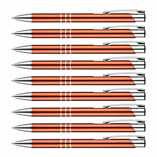 creativgravur - Metall Kugelschreiber - hochwertige Kugelschreiber - Premium Kulli für weiches und elegantes Schreiben - Druckkugelschreiber mit blauer Mine, Menge:10 Stück, Farbe:Orange von creativgravur