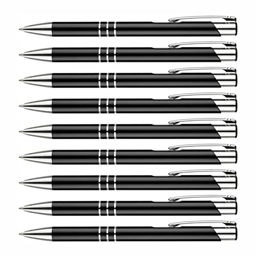 creativgravur - Metall Kugelschreiber - hochwertige Kugelschreiber - Premium Kulli für weiches und elegantes Schreiben - Druckkugelschreiber mit blauer Mine, Menge:10 Stück, Farbe:Schwarz von creativgravur
