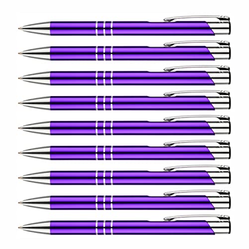 creativgravur - Metall Kugelschreiber - hochwertige Kugelschreiber - Premium Kulli für weiches und elegantes Schreiben - Druckkugelschreiber mit blauer Mine, Menge:10 Stück, Farbe:Violett von creativgravur