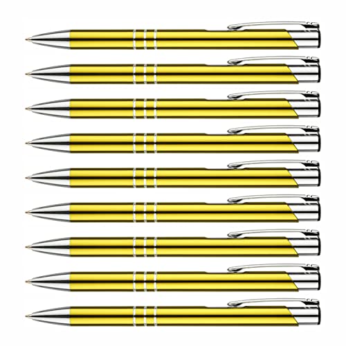 creativgravur - Metall Kugelschreiber - hochwertige Kugelschreiber - Premium Kulli für weiches und elegantes Schreiben - Druckkugelschreiber mit blauer Mine, Menge:100 Stück, Farbe:Gelb von creativgravur