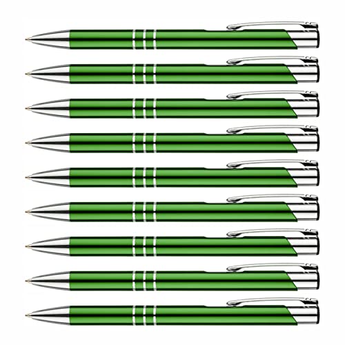 creativgravur - Metall Kugelschreiber - hochwertige Kugelschreiber - Premium Kulli für weiches und elegantes Schreiben - Druckkugelschreiber mit blauer Mine, Menge:100 Stück, Farbe:Grün von creativgravur