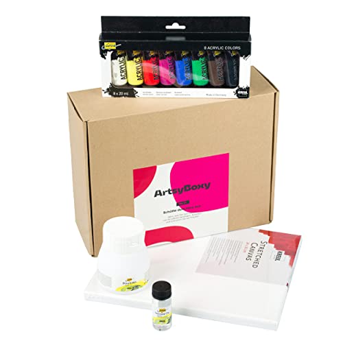 creotio.art Pouring Set mit Acrylfarben, Kreative Malen Set, Kit inkl. Pouring Medium, Silikonöl und Leinwand 24x30cm creotio.art Pouring Set mit Acrylfarben, Kreative Malen Set, Kit inkl. Pouring Medium, Silikonöl und Leinwand 24x30cm von creotio.art