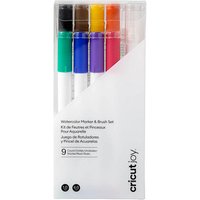 cricut™ Joy Aquarellstifte & -pinsel 8 St. farbsortiert (grün, blau, violett, rot, schwarz, braun, gelb, orange), 9 St. von cricut™