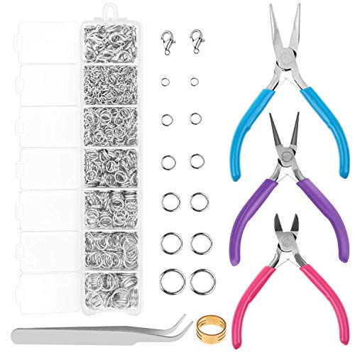 Jump Rings and Jewelry Pliers for Jewelry Making, Cridoz Jewelry Repair Kit with 1520Pcs Silver Jump Rings and 3Pcs Jewelry Pliers for Earrings, Necklaces, Rings, Bracelets and Jewelry Making Supplies von cridoz
