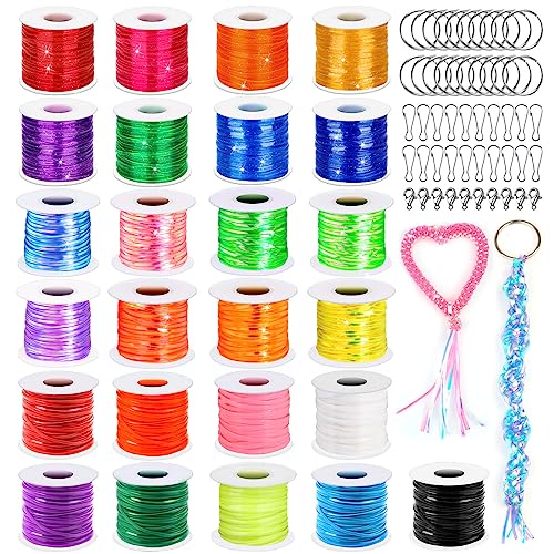 cridoz Boondoggle Schnur-Set, mit 25 Rollen Kunststoff-Schnürschnur und 50 Schlüsselanhänger-Zubehör, Gimpenschnur, Lanyard-Webset für Schlüsselanhänger, Armbänder und Schlüsselbänder cridoz Boondoggle Schnur-Set, mit 25 Rollen Kunststoff-Schnürschnur und 50 Schlüsselanhänger-Zubehör, Gimpenschnur, Lanyard-Webset für Schlüsselanhänger, Armbänder und Schlüsselbänder von cridoz