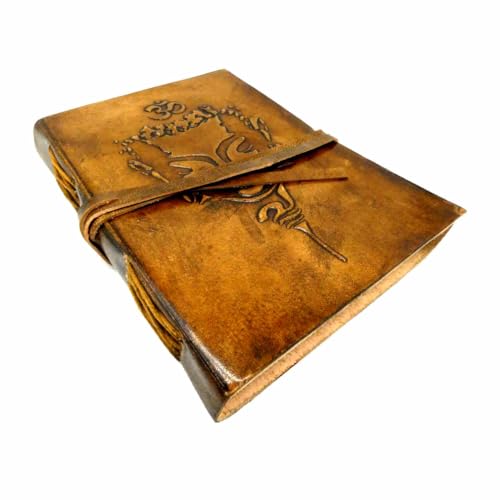 CRIGEMA Notizbuch aus Leder - handgemachtes Notizbuch - Blanko-Blätter - 17,5 x 12,5 cm - 240 Seiten (BUDDHA) von crigema