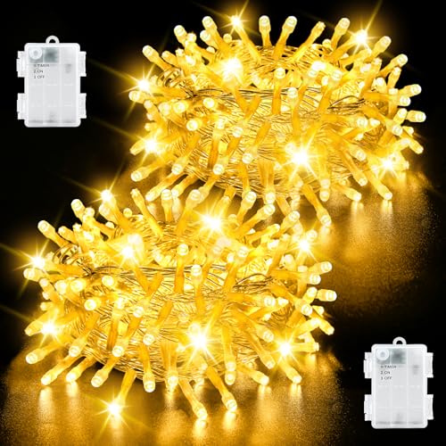 Lichterkette Außen Batterie, cshare 2 Stück Insgesamt 10M 100er LED Warmweiß Weihnachten Lichterkette mit Timer IP65 Wasserdicht Lichterketten für Weihnachtsbaum Schlafzimmer Garten Innen Dekorationen Lichterkette Außen Batterie, cshare 2 Stück Insgesamt 10M 100er LED Warmweiß Weihnachten Lichterkette mit Timer IP65 Wasserdicht Lichterketten für Weihnachtsbaum Schlafzimmer Garten Innen Dekorationen von cshare