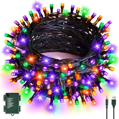 cshare Halloween Deko Outdoor Lichterkette, 6M 60er Orange-Lila-Grüne Lichterkette USB/Batterie mit Timer, Wasserdicht für Außen Innen Herbst Halloween Dekorationen cshare Halloween Deko Outdoor Lichterkette, 6M 60er Orange-Lila-Grüne Lichterkette USB/Batterie mit Timer, Wasserdicht für Außen Innen Herbst Halloween Dekorationen von cshare