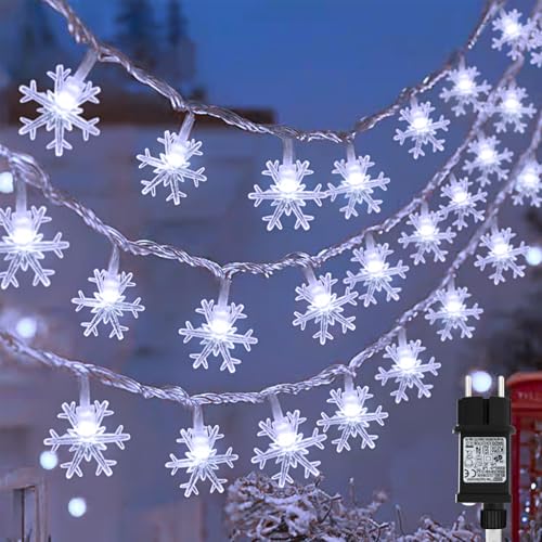 cshare Lichterkette Schneeflocke Außen, 15M 100er LED Kaltweiß Schneeflocke Lichterketten mit Stecker 8 Modi Timer IP65 Wasserdicht Lichterkette für Weihnachten Garten Innen Außen Deko cshare Lichterkette Schneeflocke Außen, 15M 100er LED Kaltweiß Schneeflocke Lichterketten mit Stecker 8 Modi Timer IP65 Wasserdicht Lichterkette für Weihnachten Garten Innen Außen Deko von cshare
