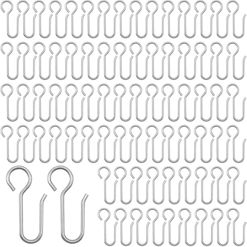 80 Stück Gardinenhaken, S-Förmige Gardinenhaken, gardinenhaken zum einhängen, Vorhanghaken Silber,für Gardinen und Vorhangringe(40x20mm) von cuhostki