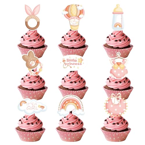 Cupcake Toppers Deko, 18 Stück Tortendeko Party Deko, Für Mädchen Happy Thema Party Birthday Kinder Mädchen Junge, Rainbow Taufe Deko Baby Shower Babyparty Cupcake Toppers Deko, 18 Stück Tortendeko Party Deko, Für Mädchen Happy Thema Party Birthday Kinder Mädchen Junge, Rainbow Taufe Deko Baby Shower Babyparty von cuhostki