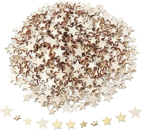 Holzsterne, 200 Stück Sterne Deko, Holzsterne zum Basteln und Dekorieren, für Weihnachtsbaum Anhänger Hochzeit DIY Baumschmuck, Tischdeko, Streudeko, Gemischt 4 Größen Holzsterne, 200 Stück Sterne Deko, Holzsterne zum Basteln und Dekorieren, für Weihnachtsbaum Anhänger Hochzeit DIY Baumschmuck, Tischdeko, Streudeko, Gemischt 4 Größen von cuhostki