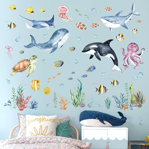 Leuchtsterne Kinderzimmer, Unter dem Meer Fisch Wandaufkleber, Delphin Meeresschildkröte Seetang Wandsticker, Kinderzimmer Babyzimmer Badezimmer Wanddeko Leuchtsterne Kinderzimmer, Unter dem Meer Fisch Wandaufkleber, Delphin Meeresschildkröte Seetang Wandsticker, Kinderzimmer Babyzimmer Badezimmer Wanddeko von cuhostki