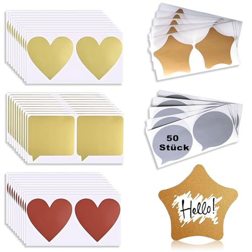 Rubbelaufkleber, 50 Stück Rubbellose, Diy-Tombolalose Sticker, 5 Form Etiketten Abkratzen Aufkleber, Für Überraschung Rubbel Card Einklebebuchbuch, Folie Rubbelaufkleber von cuhostki