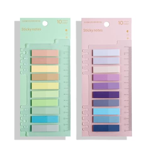 Seitenmarker Selbstklebend 400 Stück, Sticky Notes, Klebezettel,Page Marker, Haftnotizen zum Markieren und Hervorheben von Seiten [2 Designs, 20 Farben] Repositionierbar, Schreibbar von cuhostki