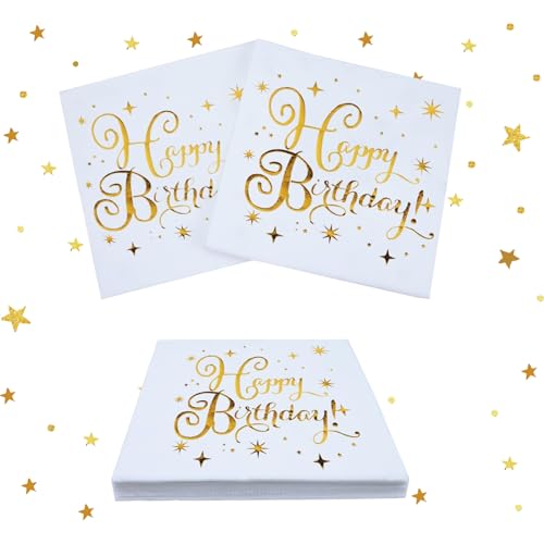 Servietten (33 x 33 cm) I 30 Stück I Happy Birthday Servietten Perfekt für den Weihnachtstisch I Servietten Silvester Tischdeko - Weihnachten, Winter I Christmas Neujahr Party Dekoration von cuhostki
