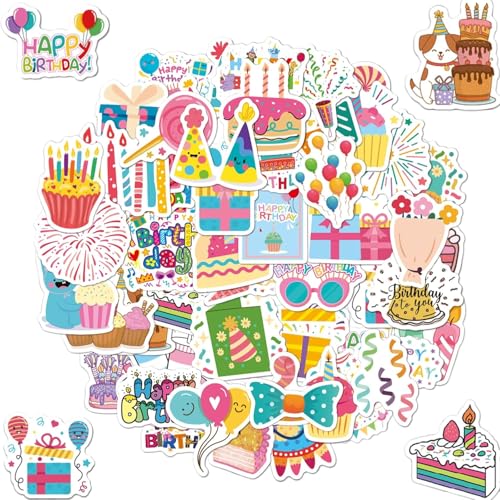 Sticker Geburtstag, 50 Stück Selbstklebende Aufkleber, Bunt Sticker Set, Alles Gute Zum Geburtstag Aufkleber, Für Kinder Mädchen, Fotoalbum, Geburtstagskarten & Geschenke Party Dekorations Sticker Geburtstag, 50 Stück Selbstklebende Aufkleber, Bunt Sticker Set, Alles Gute Zum Geburtstag Aufkleber, Für Kinder Mädchen, Fotoalbum, Geburtstagskarten & Geschenke Party Dekorations von cuhostki