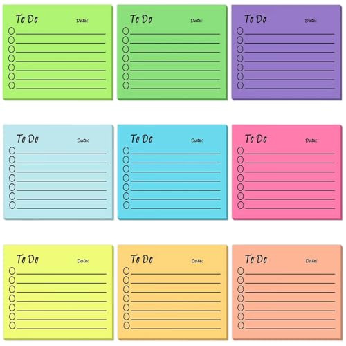 To Do Liste, 450 Blätter Notizzettel, Sticky Notes, Mehrfarbig, Selbstklebende Klebezettel, Tagesliste Notizblock Für Schul Und Bürobedarf Zuhause Planer (3.94 x 2.76 IN) von cuhostki