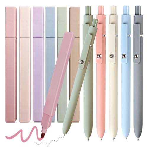 cuhostki 11 Stück Textmarker Pastell Set with Aesthetic gelstifte, No Bleed Dry Fast Highlighter Marker Pens and Schulsachen Aesthetic Stifte 0.5 Fine Point Schwarz for Bible School Supplies Office von cuhostki