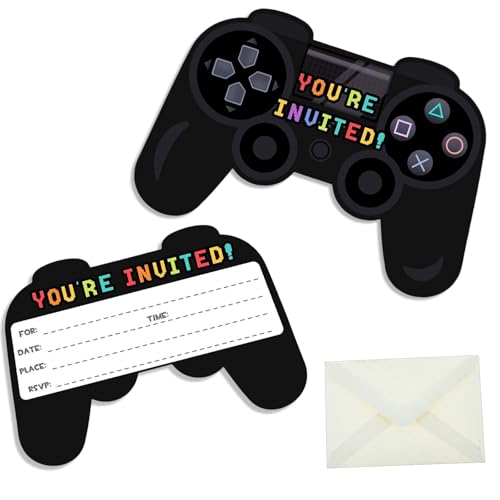 cuhostki 15x Einladungskarten +Umschläge, Spiel Einladungskarte, Gamepad Party Karten, Für Jungen Mädchen Kinder Geburtstag Einladung Game-Controller, Partys Einladungskarte cuhostki 15x Einladungskarten +Umschläge, Spiel Einladungskarte, Gamepad Party Karten, Für Jungen Mädchen Kinder Geburtstag Einladung Game-Controller, Partys Einladungskarte von cuhostki