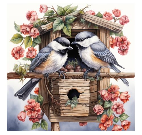 Cukol Kreuzstich Set Vorgedruckt Vögel, Tiere Stickvorlagen Stickbilder Vorgedruckt Kreuzstich Stickpackungen Stickpackung Cross Stitch Embroidery Kit Stickset Sticken Set Erwachsene Anfänger 36x36 cm von cukol cukol