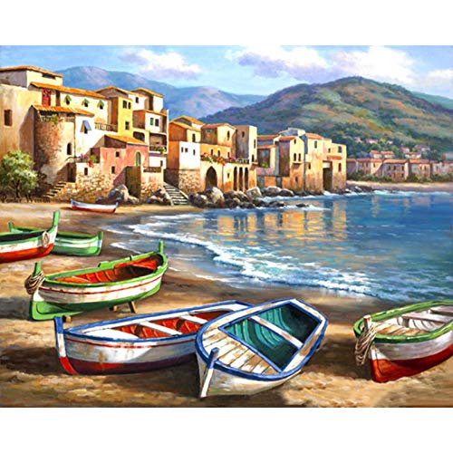 Cukol Kreuzstich Set Vorgedruckt Erwachsene Landschaft am Meer, Stickvorlagen Stickbilder Vorgedruckt Kreuzstich Stickpackungen Stickpackung Stickbild Stickset Sticken Set Cross Stitch Kit 36 x 36 cm von cukol cukol
