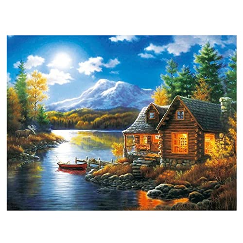 Cukol Kreuzstich Stickpackungen Vorgedruckt Set Erwachsene Landschaft, Stickvorlagen Stickbilder Vorgedruckt Kreuzstich Stickpackung Sticken Stickbild Set für Erwachsene Anfänger, Cross Stitch Kit von cukol cukol