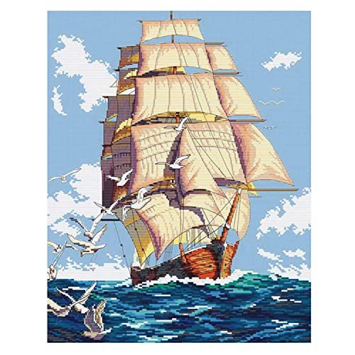 cukol cukol Kreuzstich Set Vorgedruckt Erwachsene Meer, Stickvorlagen Stickbild Stickbilder Stickpackungen Stickpackung Stickset Sticken Set für Anfänger, Beginner Cross Stitch Kit Stickerei Bilder von cukol cukol