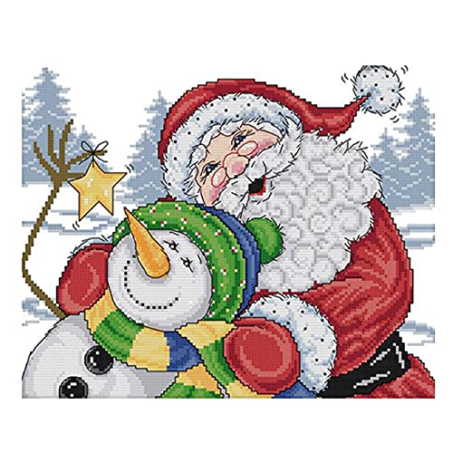 Cukol Kreuzstich Stickpackungen Vorgedruckt Set Erwachsene Weihnachtsmann, Stickvorlagen Stickbilder Vorgedruckt Kreuzstich Stickpackung Sticken Stickbild Bild Set für Erwachsene Anfänger Cross Stitch von cukol cukol