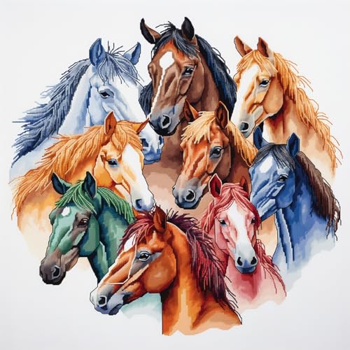 Cukol Pferd Kreuzstich Set Vorgedruckt, Tiere Stickvorlagen Stickbilder Vorgedruckt Kreuzstich Stickpackungen Stickpackung Cross Stitch Embroidery Kit Stickset Sticken Set Erwachsene Anfänger 46x46 cm Cukol Pferd Kreuzstich Set Vorgedruckt, Tiere Stickvorlagen Stickbilder Vorgedruckt Kreuzstich Stickpackungen Stickpackung Cross Stitch Embroidery Kit Stickset Sticken Set Erwachsene Anfänger 46x46 cm von cukol cukol