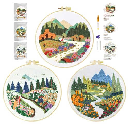 cukol cukol 3pcs Stickset Sticken Set für Erwachsene Anfänger Blumen, Berg Embroidery Kit, Stickvorlagen Kreuzstich Vorgedruckt Stickbilder Stickbild Stickpackung Stickvorlage Stickpackungen Stickerei cukol cukol 3pcs Stickset Sticken Set für Erwachsene Anfänger Blumen, Berg Embroidery Kit, Stickvorlagen Kreuzstich Vorgedruckt Stickbilder Stickbild Stickpackung Stickvorlage Stickpackungen Stickerei von cukol cukol