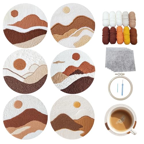 cukol cukol 6pcs Landschaft Punch Needle Untersetzer Set für Anfänger Kinder Erwachsene, Punch Nadel Stanznadel Untersetzer Set, Punchneedle Coaster Kit cukol cukol 6pcs Landschaft Punch Needle Untersetzer Set für Anfänger Kinder Erwachsene, Punch Nadel Stanznadel Untersetzer Set, Punchneedle Coaster Kit von cukol cukol
