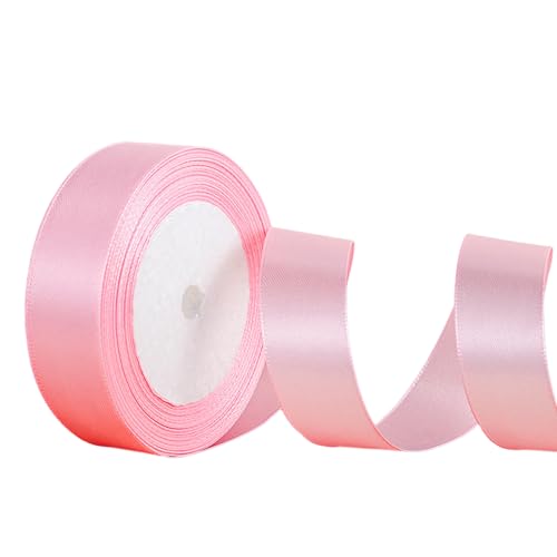 curfair Erstellen von Schleifenband, 0,98 Zoll breit, Bandrolle, 1 Rolle 0,98 breit, 25 Yards, Satin-Bastelband für Geschenkverpackungen, Blumensträuße, DIY-Frisuren Hell-Pink von curfair