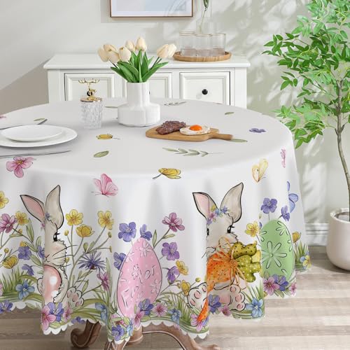 cusugbaso Runde Oster-Tischdecke, 177,8 cm, Oster-Tischdekoration, Frühlingstischdecke, rechteckig für Party, Tisch-Hase, Osterdekorationen für Zuhause cusugbaso Runde Oster-Tischdecke, 177,8 cm, Oster-Tischdekoration, Frühlingstischdecke, rechteckig für Party, Tisch-Hase, Osterdekorationen für Zuhause von cusugbaso