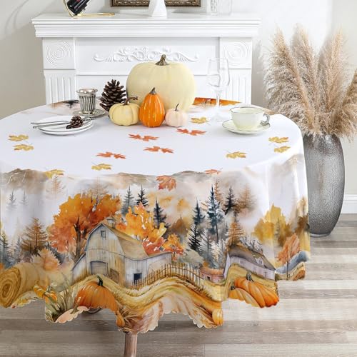 cusugbaso Runde Tischdecke, Herbstdekoration für Zuhause, wasserabweisend, Bauernhofernte, Erntedankfest, Kürbisse, Herbstdekoration für Zuhause, Tisch, Esszimmer, 177,8 cm cusugbaso Runde Tischdecke, Herbstdekoration für Zuhause, wasserabweisend, Bauernhofernte, Erntedankfest, Kürbisse, Herbstdekoration für Zuhause, Tisch, Esszimmer, 177,8 cm von cusugbaso