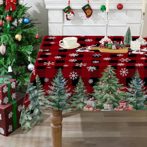 cusugbaso Weihnachtstischdecke für rechteckige Tische – Weihnachtsbaumdekoration für den Tisch, wasserabweisend, kariert, rote Weihnachts-Party-Dekorationen für Küche, Zuhause, 152,4 x 213,3 cm cusugbaso Weihnachtstischdecke für rechteckige Tische – Weihnachtsbaumdekoration für den Tisch, wasserabweisend, kariert, rote Weihnachts-Party-Dekorationen für Küche, Zuhause, 152,4 x 213,3 cm von cusugbaso