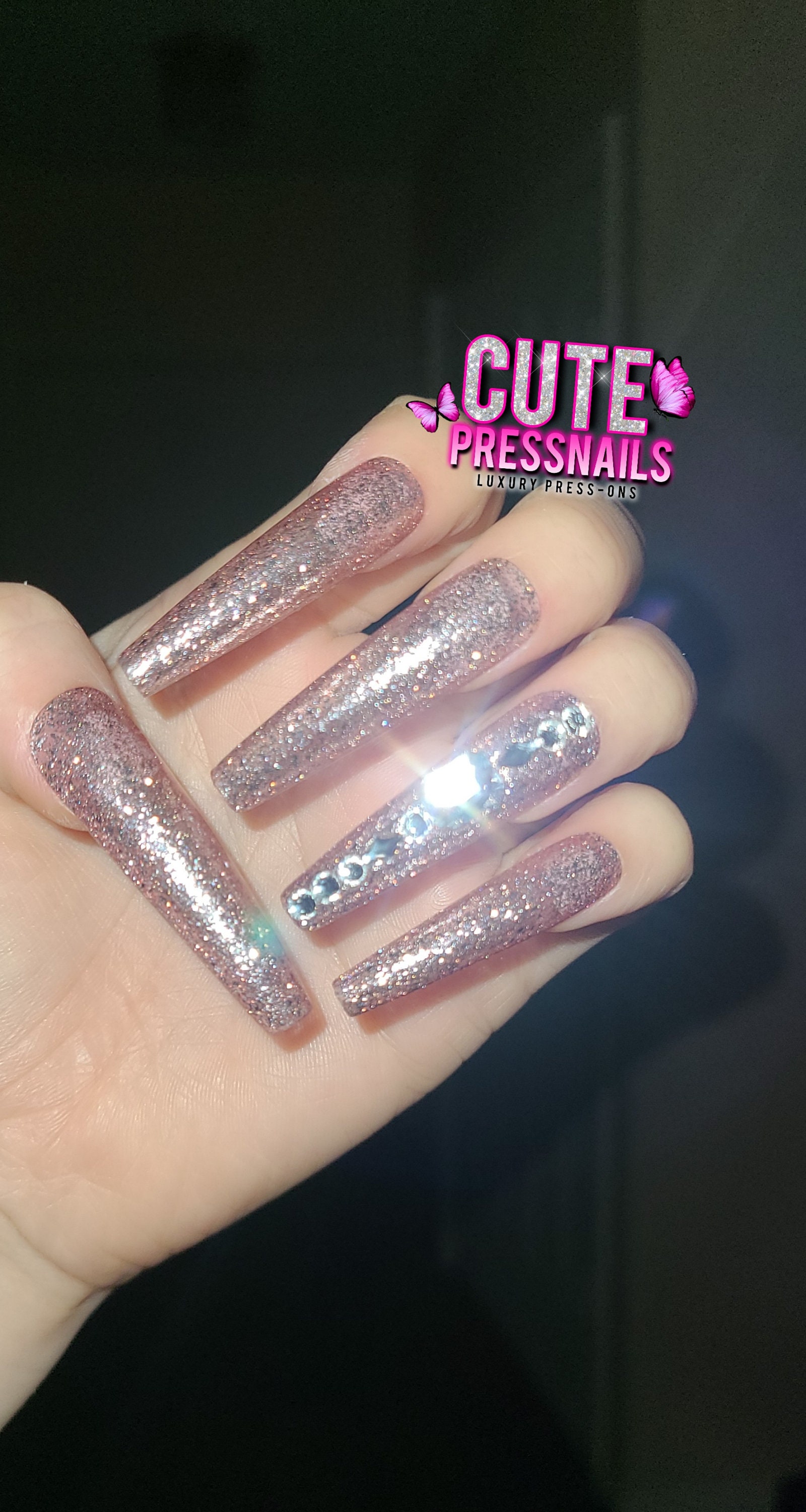 Rose Gold Nägel | Chachampagnerfarbe Bling Glitzer Xxl Press On Nails Luxus Kawaii Braut Glitzer Rose Gold Nägel | Chachampagnerfarbe Bling Glitzer Xxl Press On Nails Luxus Kawaii Braut Glitzer von cutepressnails