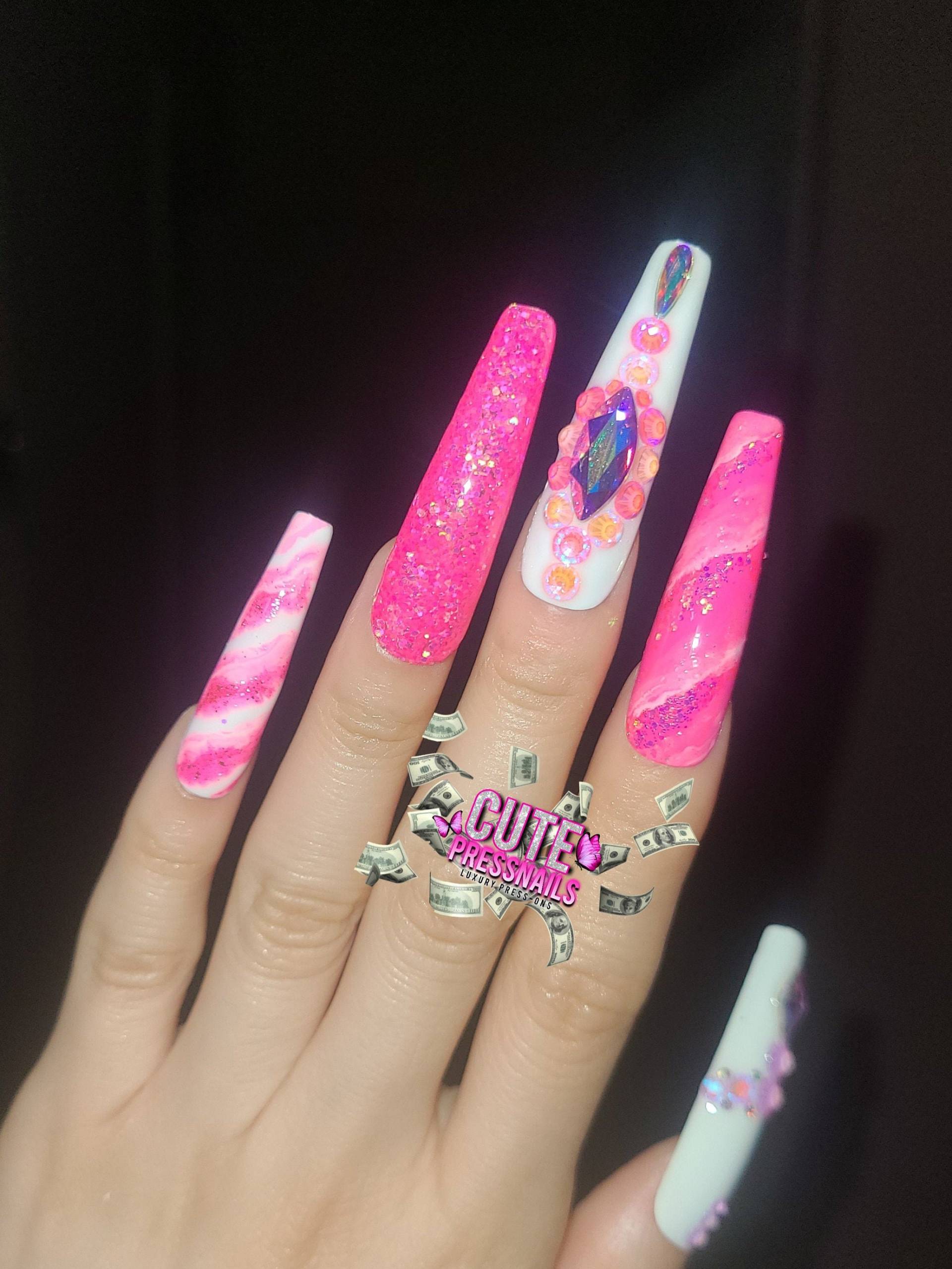 xxl Rosa Marmor ㅣ Rosa Marmor Glitzer Drücken Sie Auf Die Nägel | Gel Acryl Kristall Elegante Luxus Braut Glitzer xxl Rosa Marmor ㅣ Rosa Marmor Glitzer Drücken Sie Auf Die Nägel | Gel Acryl Kristall Elegante Luxus Braut Glitzer von cutepressnails