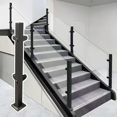 Glasgeländer Pfosten Quadratisches Geländerpfosten-System aus Edelstahl mit Klemme – Glasgeländerpfosten für Balustrade, Zaun, Balkon, Treppe, Terrasse, Innen- und Außenbereich (37,4 in / 95 cm) von cvter