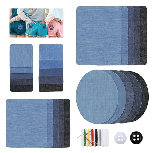 25 Stück Flicken zum Aufbügeln, Aufnäher zum Aufbügeln Denim, Patches zum Aufbügeln für den Innen und Außenbereich, Jeans Flicken zum Aufbügeln, Stoffflicken zum Aufbügeln von cxxtkcxxlc
